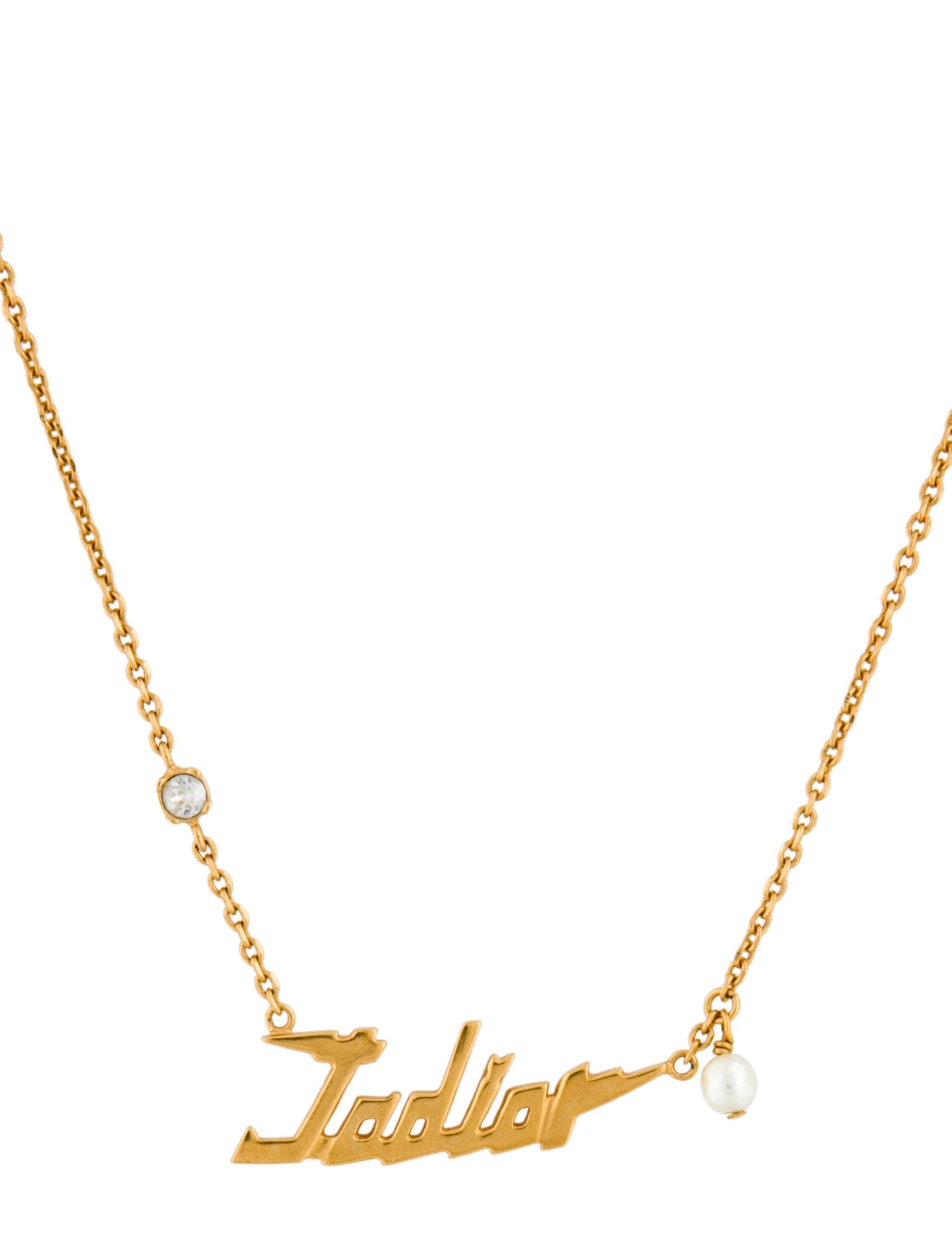 Christian Dior Faux Pearl & Crystal J'Adior Pendant Necklace